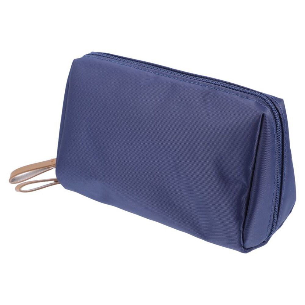 Nylon Portable Waterproof Travel Makeup Storage Bag Dark Blue Beige